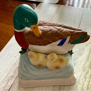 Gorham Duck and Ducklings Music Box Green, Brown, Blue